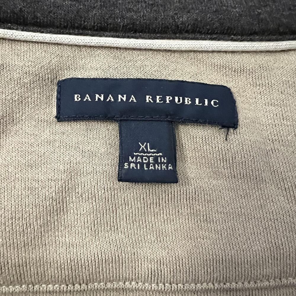 Banana Republic Sweater Mens XL Brown‎ Quarter Zip Pullover Cotton Knit Y2K 2008 - Picture 4 of 12